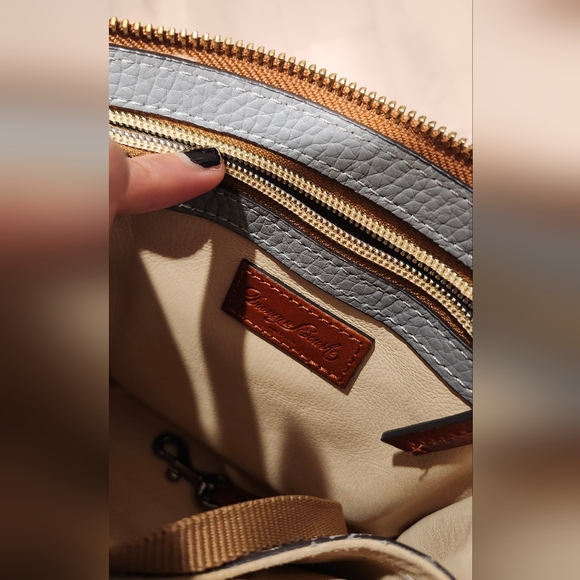 Dooney & Bourke Gray and Brown Crossbody Bag with Pebbled Texture - Picture 7 of 8